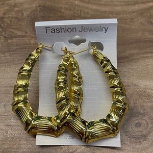 Gold Bamboo Earrings Large